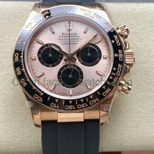 QF Factory Counterweight Rolex Daytona 126515LN 0006 40mm Rose Gold Rubber Oysterflex Pink Dial 7 Clean Factory Watch