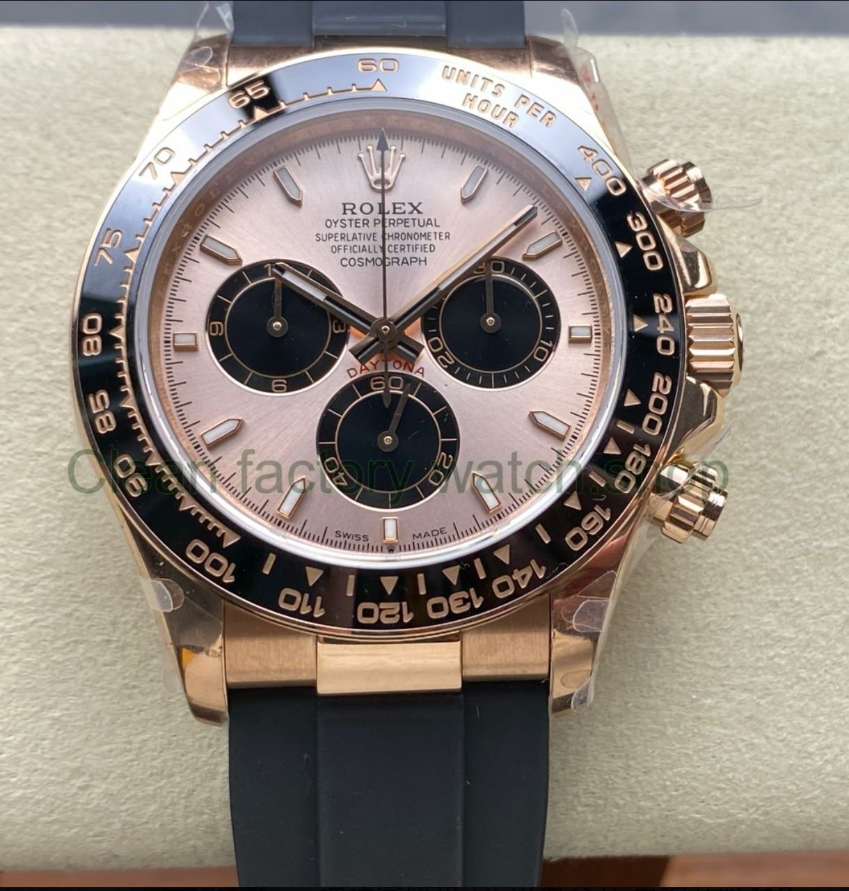 QF Factory Counterweight Rolex Daytona 126515LN 0006 40mm Rose Gold Rubber Oysterflex Pink Dial 7 Clean Factory Watch