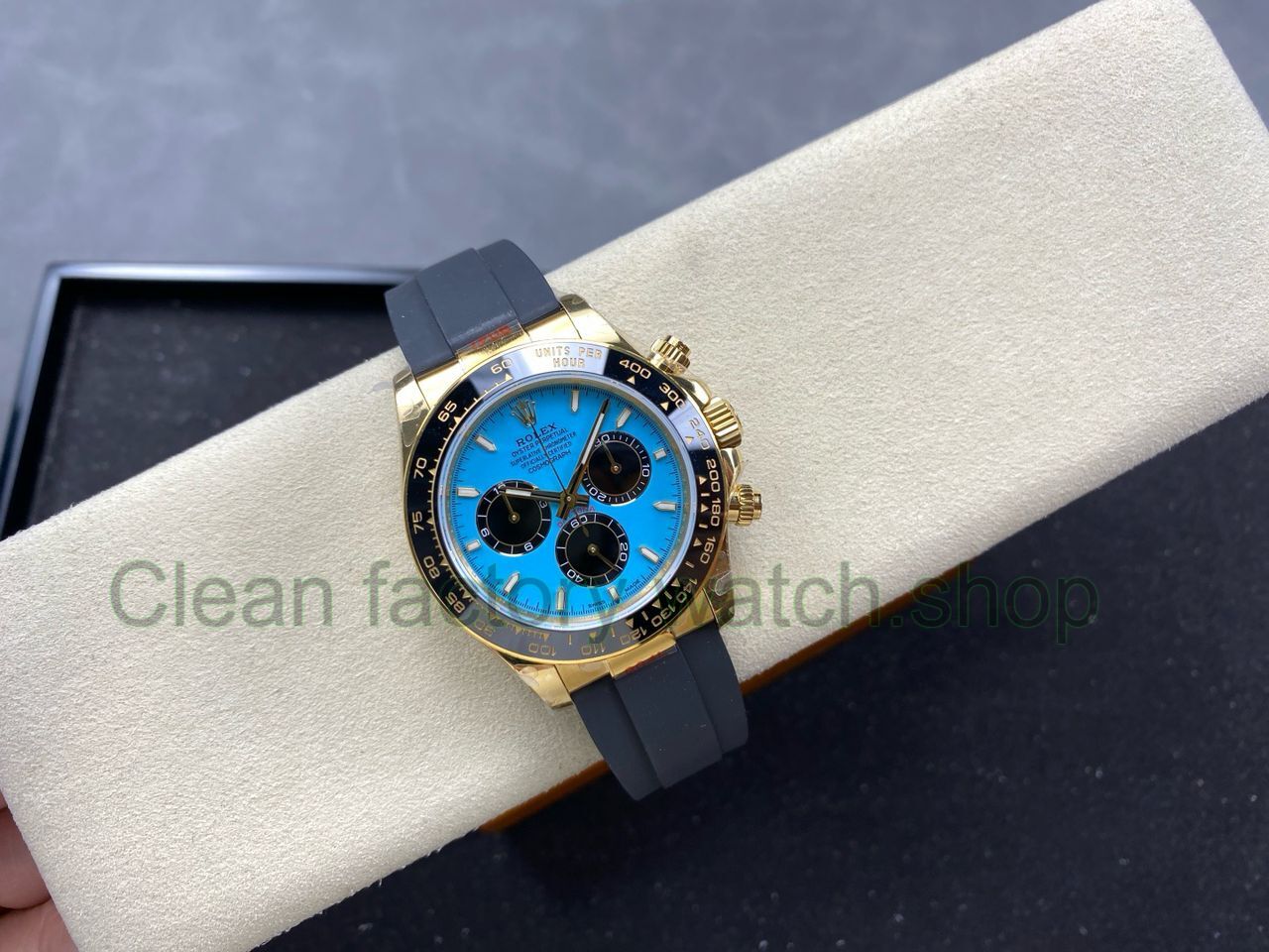 QF Factory Counterweight Rolex Daytona 126518LN-0014 40mm Yellow Gold Rubber Oysterflex Turquoise Blu (11) QF Factory Counterweight Rolex Daytona 126518LN-0014 40mm Yellow Gold Rubber Oysterflex Turquoise Blu (11)