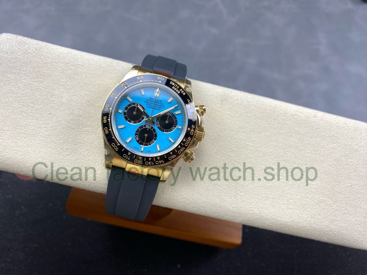 QF Factory Counterweight Rolex Daytona 126518LN-0014 40mm Yellow Gold Rubber Oysterflex Turquoise Blu (4) QF Factory Counterweight Rolex Daytona 126518LN-0014 40mm Yellow Gold Rubber Oysterflex Turquoise Blu (4)