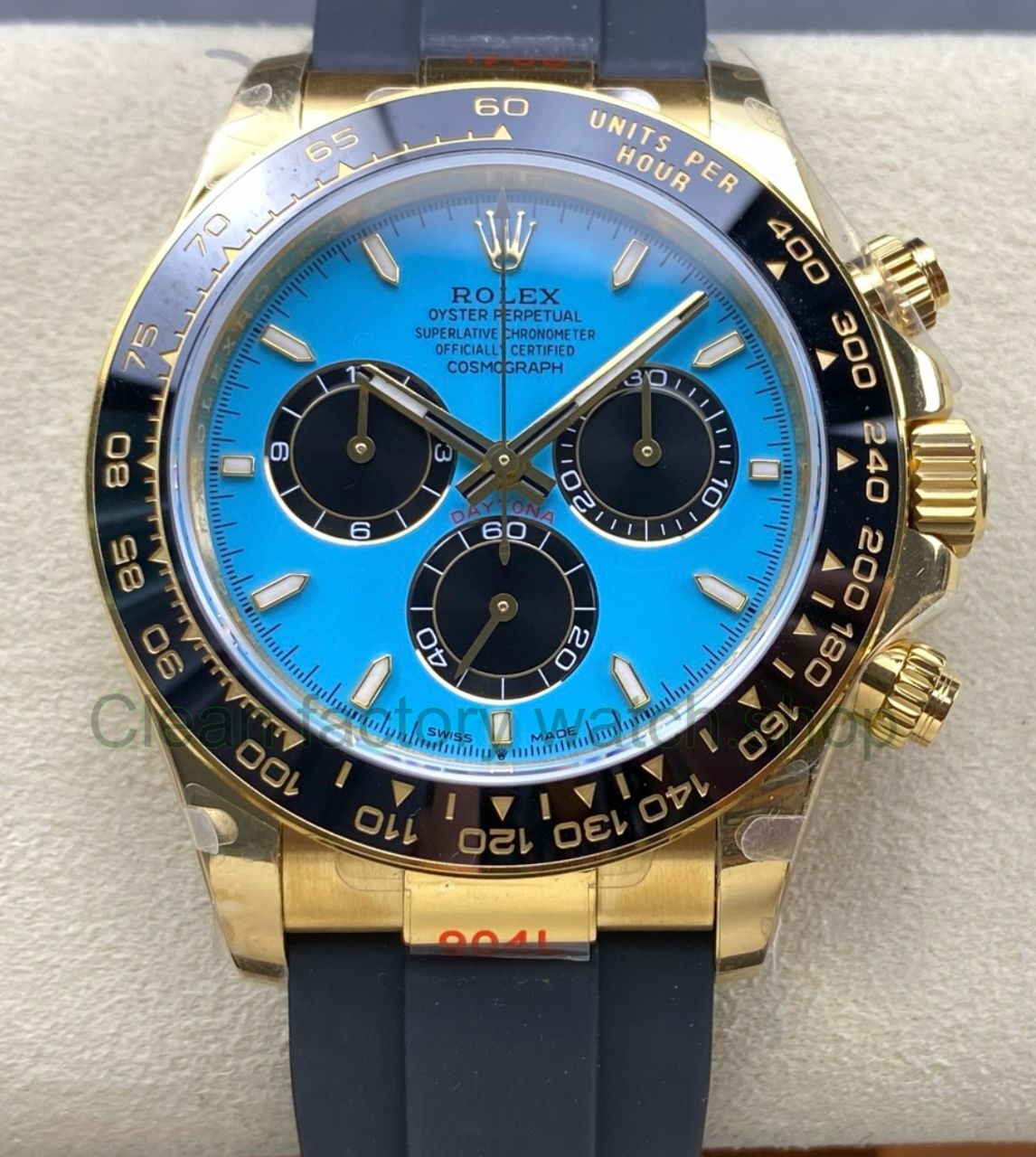 QF Factory Counterweight Rolex Daytona 126518LN-0014 40mm Yellow Gold Rubber Oysterflex Turquoise Blue Dial 1 QF Factory Counterweight Rolex Daytona 126518LN 0014 40mm Yellow Gold Rubber Oysterflex Turquoise Blu 6 Clean Factory Watch
