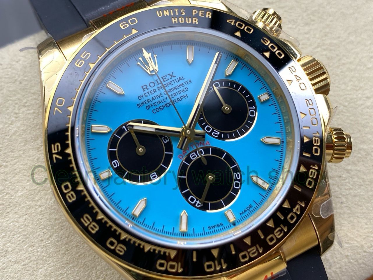 QF Factory Counterweight Rolex Daytona 126518LN-0014 40mm Yellow Gold Rubber Oysterflex Turquoise Blu (9) QF Factory Counterweight Rolex Daytona 126518LN-0014 40mm Yellow Gold Rubber Oysterflex Turquoise Blu (9)