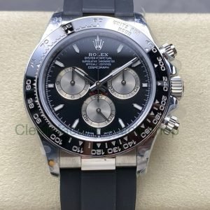 QF Factory Counterweight Rolex Daytona 126519LN 0002 40mm White Gold Rubber Oysterflex Black Dial 3 Clean Factory Watch