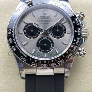 QF Factory Counterweight Rolex Daytona 126519LN 0006 40mm White Gold Rubber Oysterflex Grey Dial 3 Clean Factory Watch