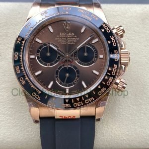 QF Factory counterweight Rolex Daytona 126515LN 0010 40mm Rose Gold Rubber Oysterflex Chocolate Brown 4 Clean Factory Watch