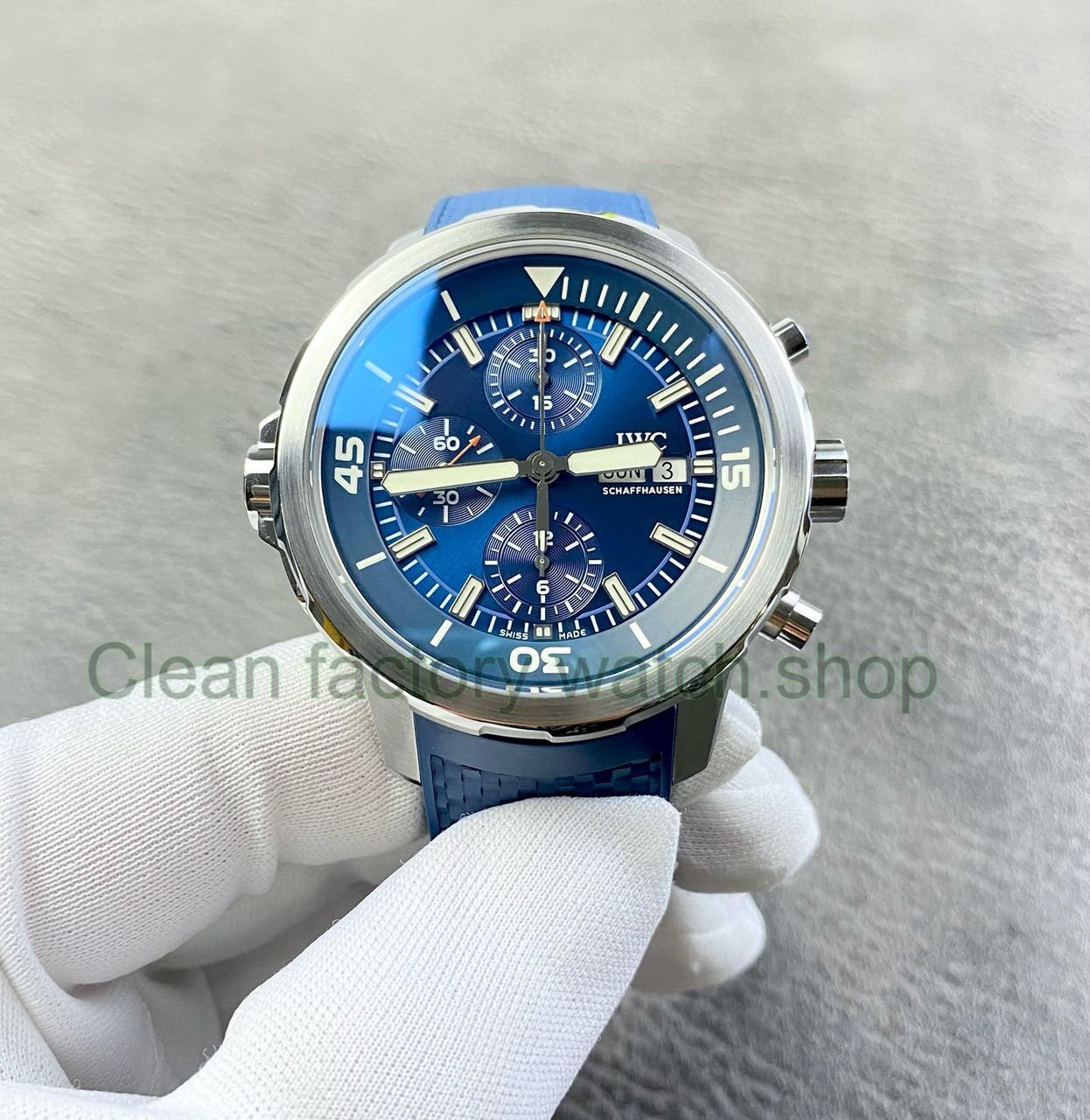 V6S Factory IWC Aquatimer Chronograph IW376806 44mm Rubber Strap Blue Dial 16 Clean Factory Watch