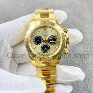 VS Factory CounterWeight Rolex Daytona 126508-0006 40mm Full Yellow Gold Black Eye Champagne Dial 14 VS Factory CounterWeight Rolex Daytona 126508 0006 40mm Full Yellow Gold Black Eye Champagne Dial 7 Clean Factory Watch