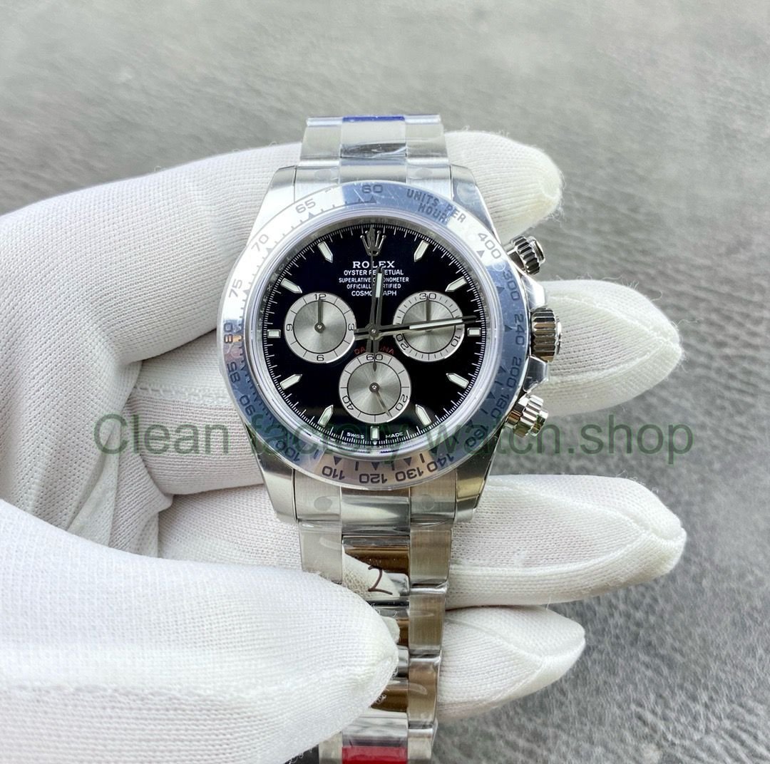 VS Factory Counterweight Rolex Daytona 126509 0001 40mm Full White Gold Black Dial 2 Clean Factory Watch
