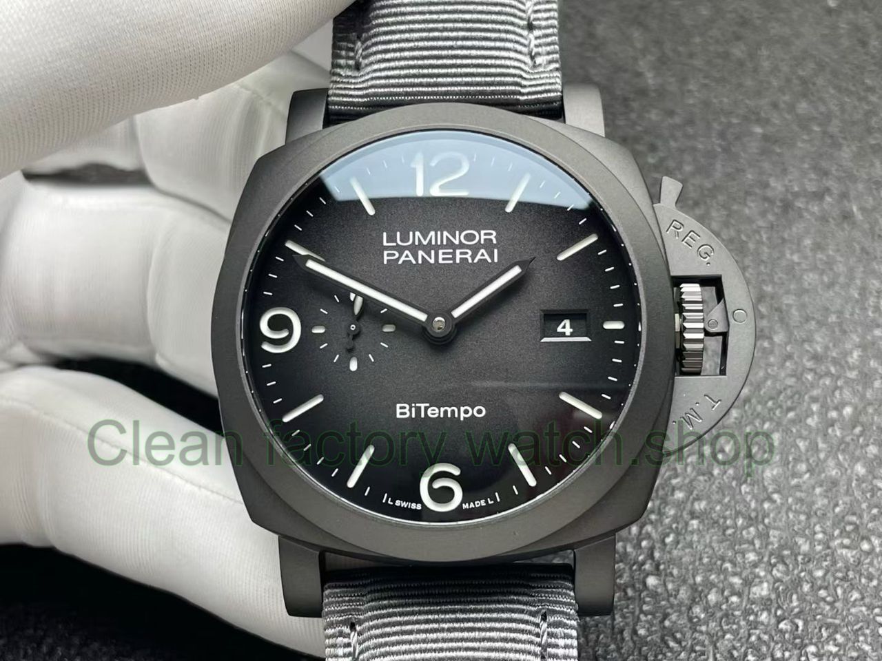 VS Factory Panerai Submersible Luminor 1950 PAM 01467 44mm Titanium Textile Strap BiTempo New York Gray Dial 1 VS Factory Panerai Submersible Luminor 1950 PAM 01467 44mm Titanium Textile Strap BiTempo New York G 9 Clean Factory Watch