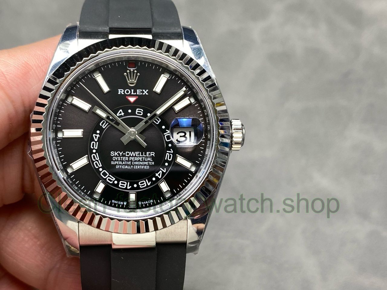 ZF Factory CounterWeight Rolex Sky-Dweller 336239-0002 42mm White Gold OysterFlex Black Dial 1 ZF Factory CounterWeight Rolex Sky Dweller 336239 0002 42mm White Gold OysterFlex Black Dial 12 Clean Factory Watch
