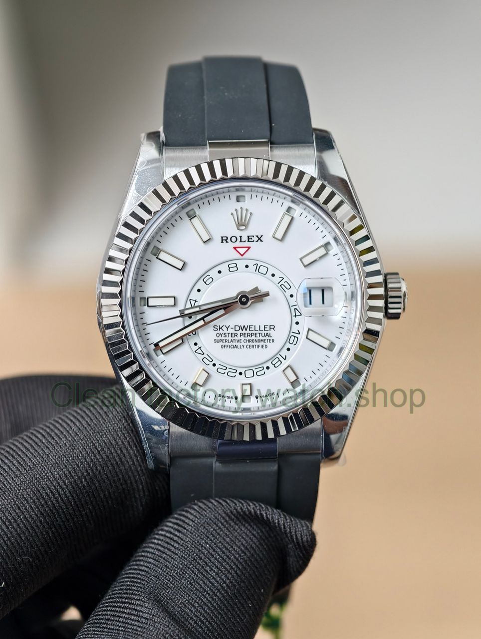 ZF Factory CounterWeight Rolex Sky-Dweller 336239-0003 42mm White Gold OysterFlex White Dial 1 ZF Factory CounterWeight Rolex Sky Dweller 336239 0003 42mm White Gold OysterFlex White Dial 8 Clean Factory Watch