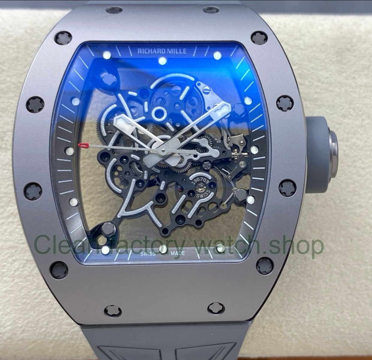 ZF Factory Richard Mille RM 055 42.7mm Full Grey Ceramic Rubber Strap Skeletonized Grey Dial 15 Clean Factory Watch