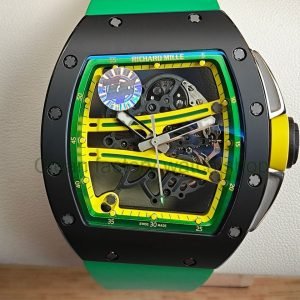 ZF Factory Richard Mille RM 061 01 Black Rubber Strap Yohan Blake Skeletonized Green Dial 14 Clean Factory Watch