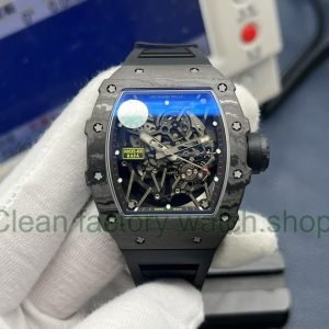 ZF Factory Richard Mille RM35 02 Black Carbon Fiber Black Rubber Strap Black Skeletonized Dial 17 Clean Factory Watch