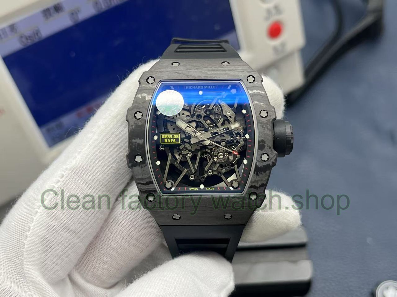 ZF Factory Richard Mille RM35-02 Black Carbon Fiber Black Rubber Strap Black Skeletonized Dial 1 ZF Factory Richard Mille RM35 02 Black Carbon Fiber Black Rubber Strap Black Skeletonized Dial 17 Clean Factory Watch