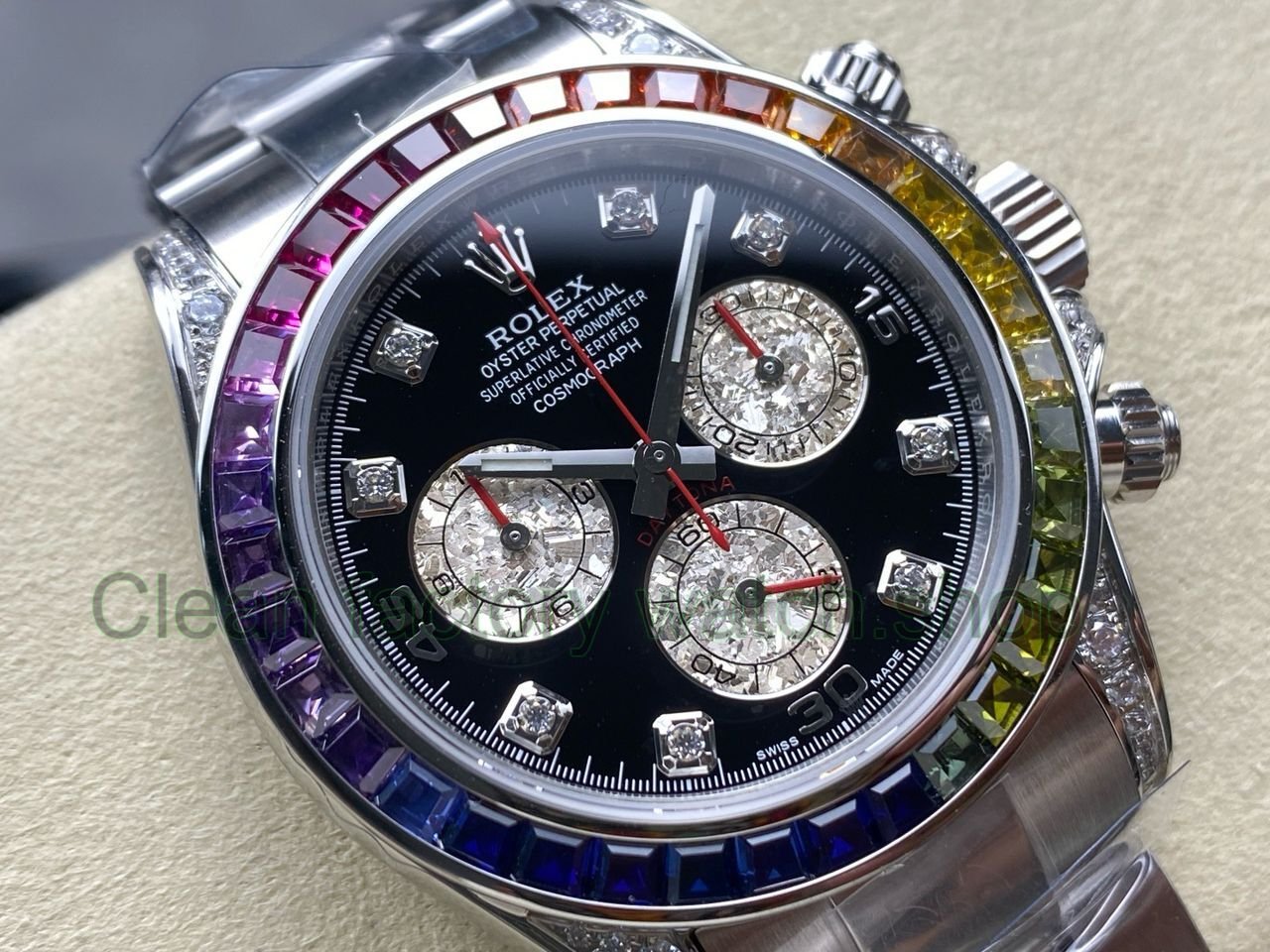 ZF Factory Rolex Daytona 116599RBOW 40mm White Gold Rainbow Bezel Diamond Black Dial (1) ZF Factory Rolex Daytona 116599RBOW 40mm White Gold Rainbow Bezel Diamond Black Dial (1)