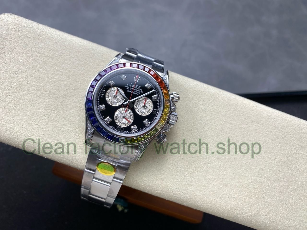 ZF Factory Rolex Daytona 116599RBOW 40mm White Gold Rainbow Bezel Diamond Black Dial (3) ZF Factory Rolex Daytona 116599RBOW 40mm White Gold Rainbow Bezel Diamond Black Dial (3)