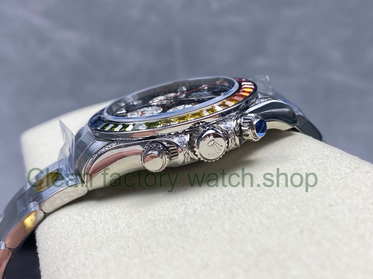 ZF Factory Rolex Daytona 116599RBOW 40mm White Gold Rainbow Bezel Diamond Black Dial (9) ZF Factory Rolex Daytona 116599RBOW 40mm White Gold Rainbow Bezel Diamond Black Dial (9)