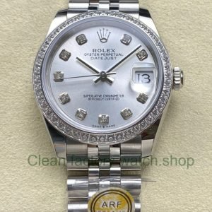 ARF Factory Counterweight Rolex Datejust 278384RBR 0034 31mm Diamond Bezel Silver Dial 13 Clean Factory Watch