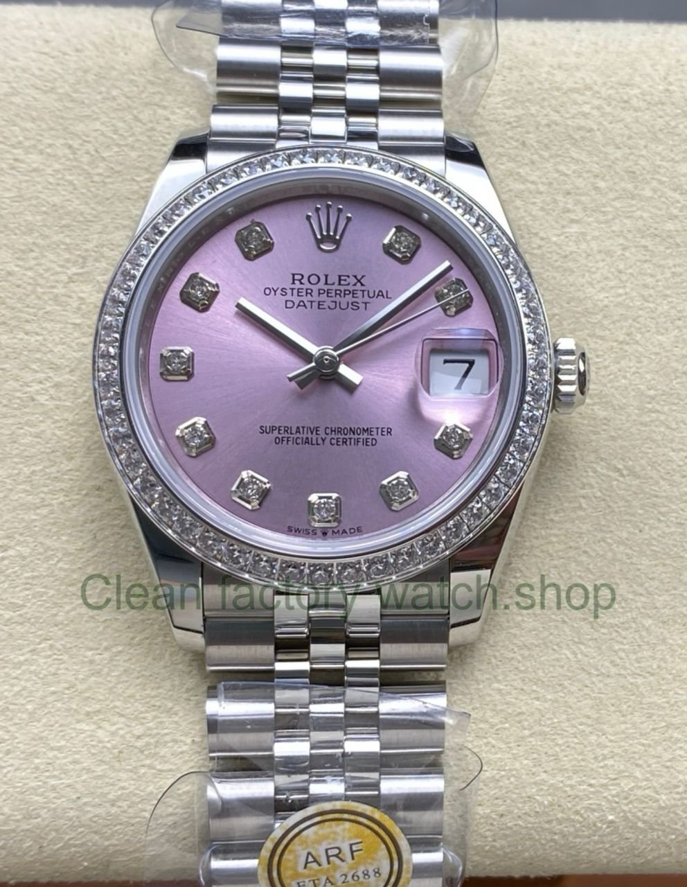 ARF Factory Counterweight Rolex Datejust 278384RBR 0036 31mm Diamond Bezel Pink Dial 12 Clean Factory Watch