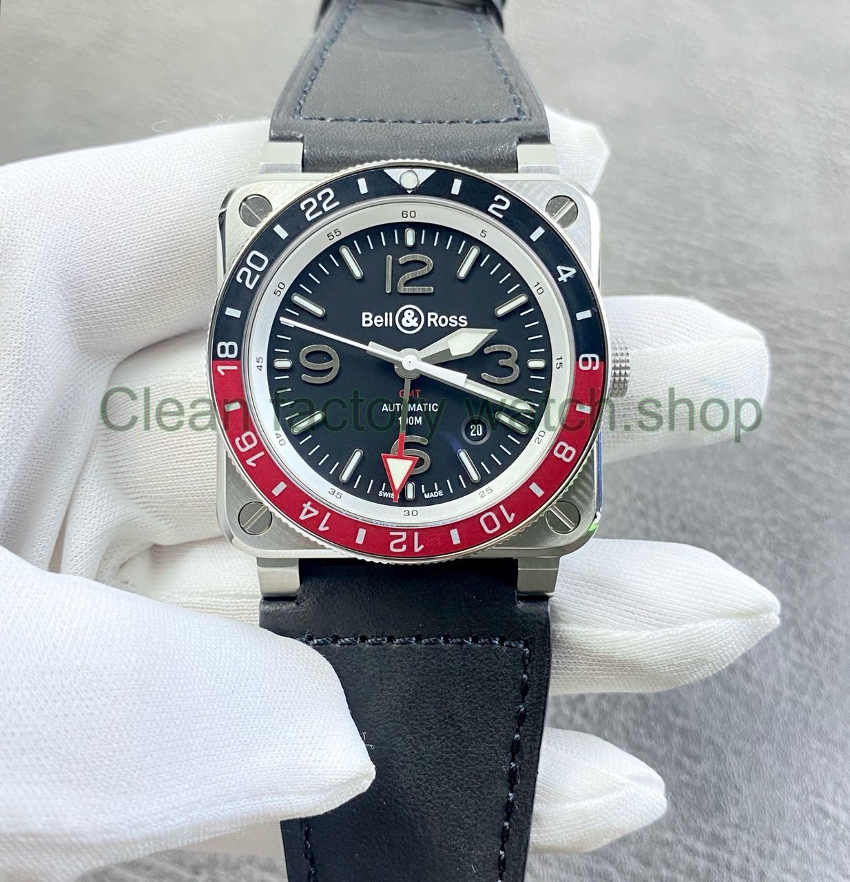 BRF Factory Bell Ross BR03 GMT BR0393 BL STSCA Black Dial 9 Clean Factory Watch