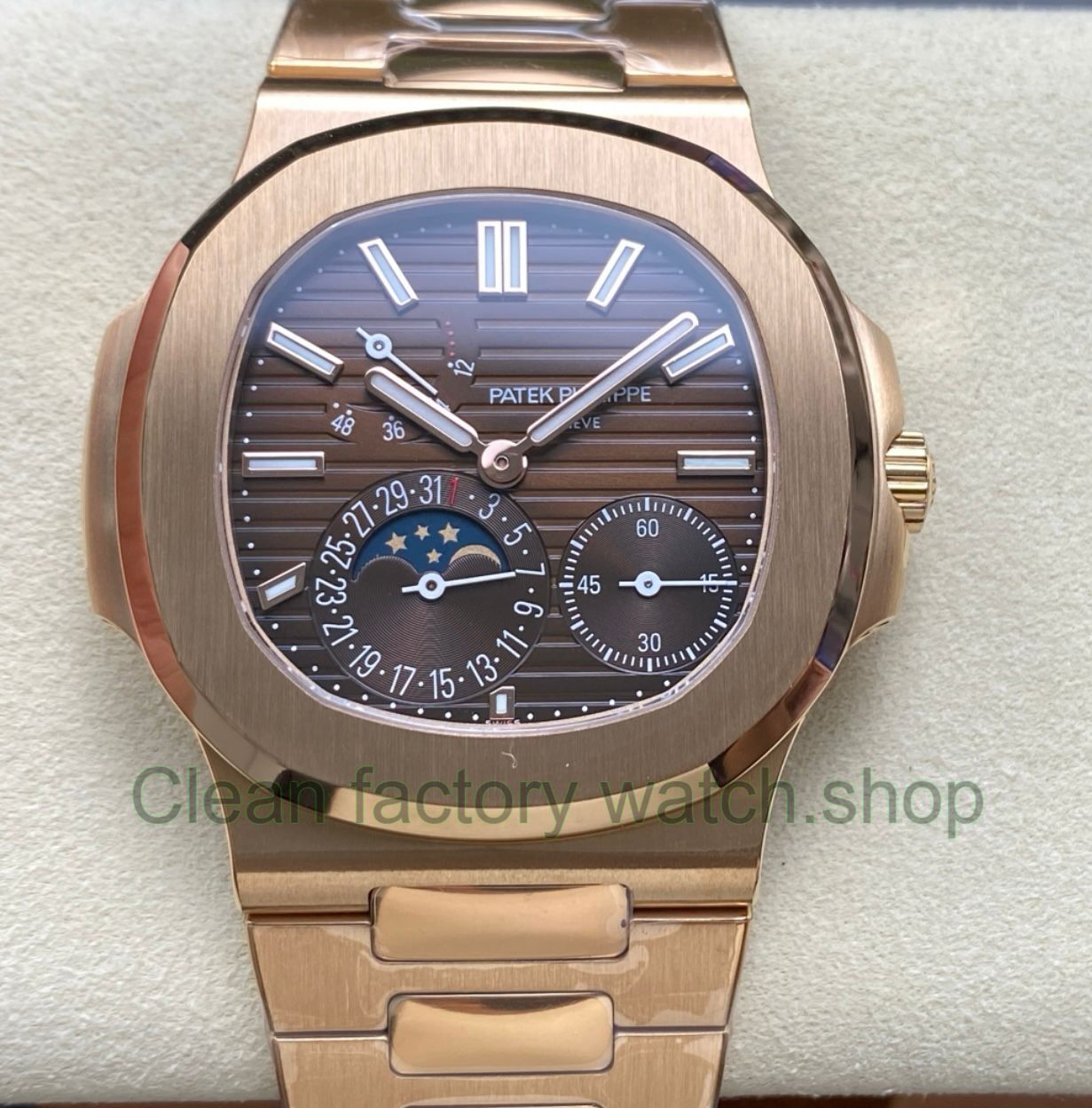 PPF Factory Patek Philippe Nautilus 5712 1R Rose Gold Brown Dial 10 Clean Factory Watch