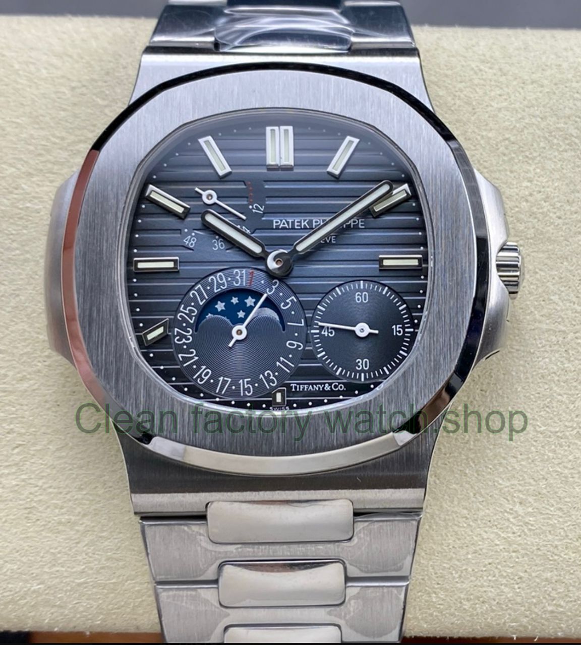 PPF Factory Patek Philippe Nautilus Tiffany Co 5712 1A 001 Blue Dial 1 Clean Factory Watch
