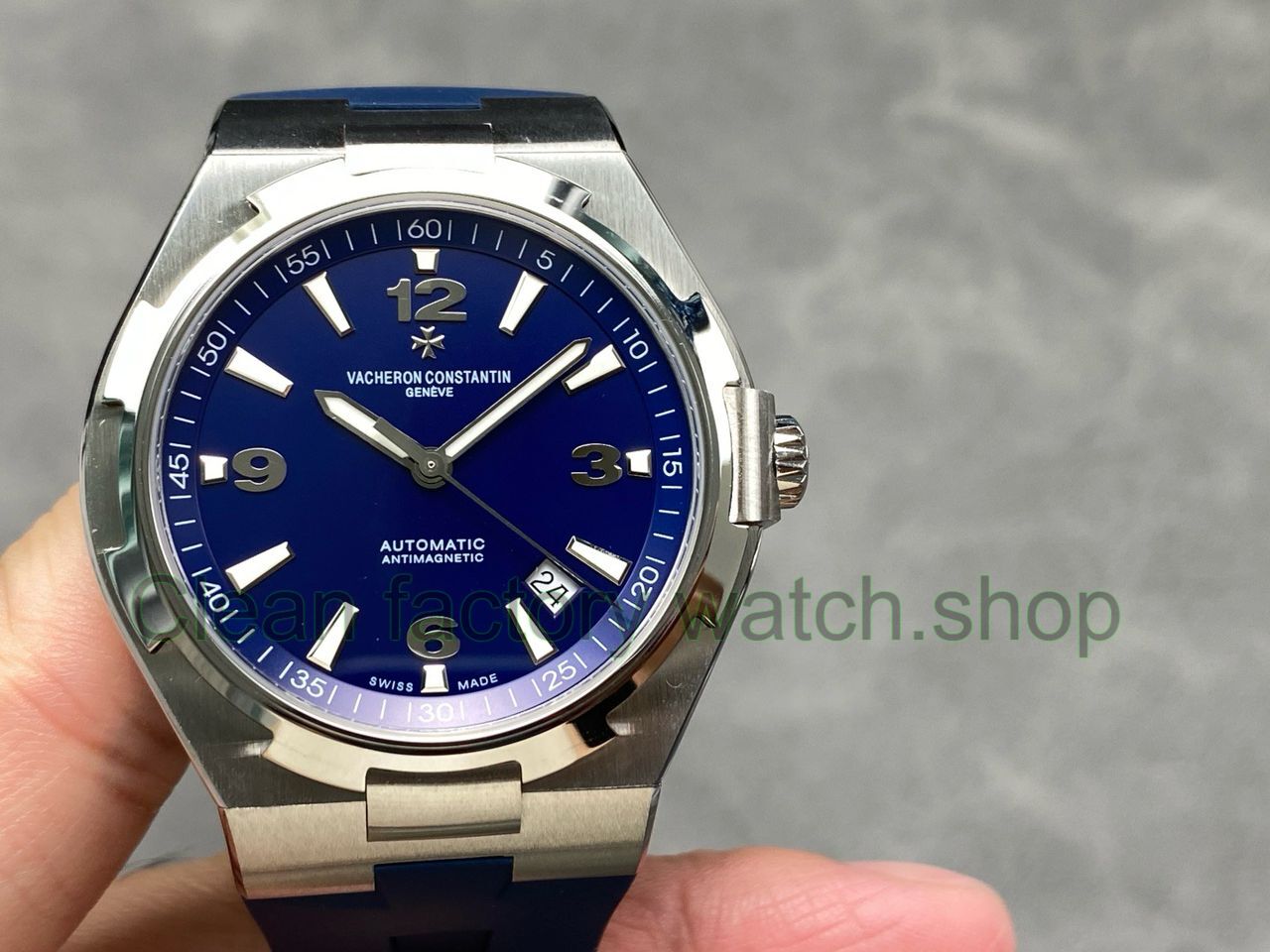 PPF Factory Vacheron Constantin Overseas 47040000A 9008 Rubber Strap Arabic Numerals Blue Dial 10 Clean Factory Watch