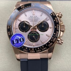 UFO Factory Counterweight Rolex Daytona 126515LN 0006 Rose Gold Oysterflex Sundust Dial 13 Clean Factory Watch