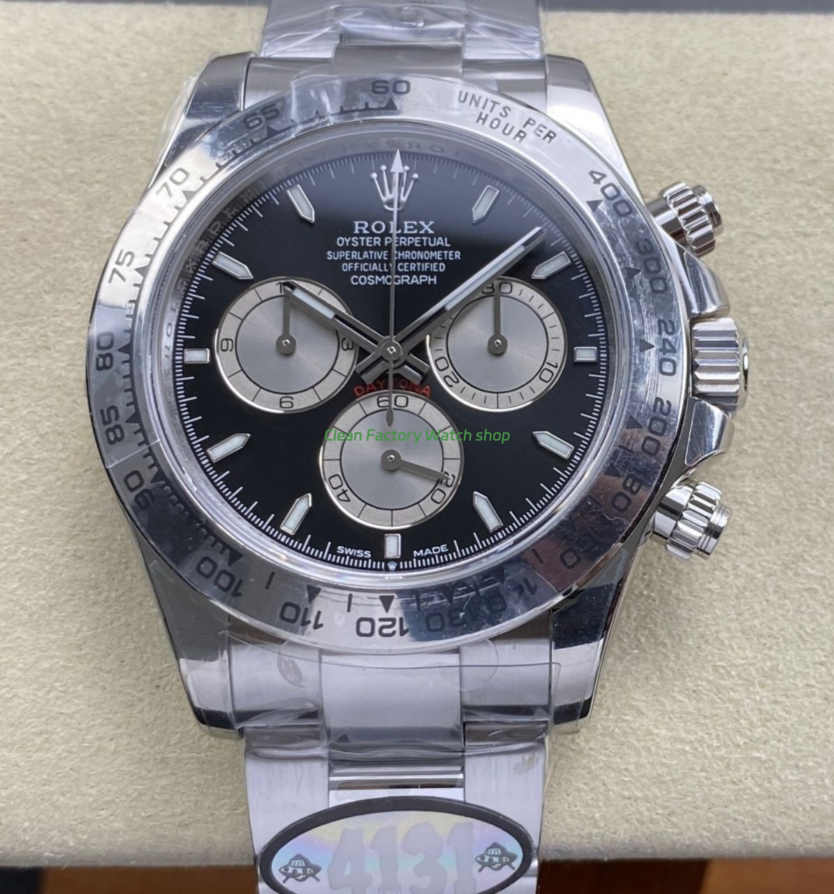 UFO Factory Rolex Daytona 126509 0001 40mm Full White Gold Black Dial 8 Clean Factory Watch