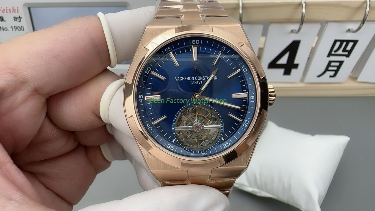 BBS Factory Vacheron Constantin Overseas Tourbillon 6000V 110R B733 Rose Gold Blue Dial 7 Clean Factory Watch