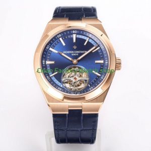 BBS Factory Vacheron Constantin Overseas Tourbillon 6000V-110R-B733 Leather Strap Rose Gold Blue Dial