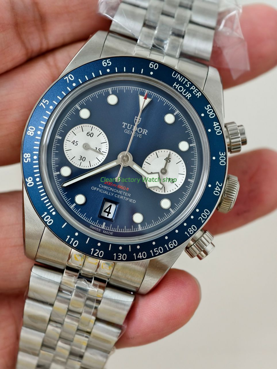 M Factory Tudor Heritage Black Bay Chrono 79360B 0002 41mm Jubilee Blue Dial 8 Clean Factory Watch
