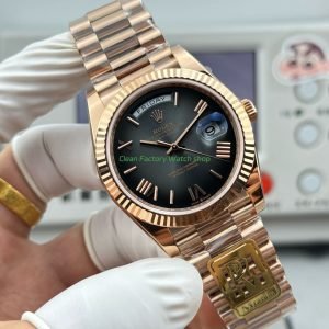 PPM Factory Counterweight Rolex Day-Date 238235-0055 40mm Full Rose Gold Roman Number Black Dial 4 PPM Factory Counterweight Rolex Day Date 238235 0055 40mm Full Rose Gold Roman Number Black Dial 8 Clean Factory Watch