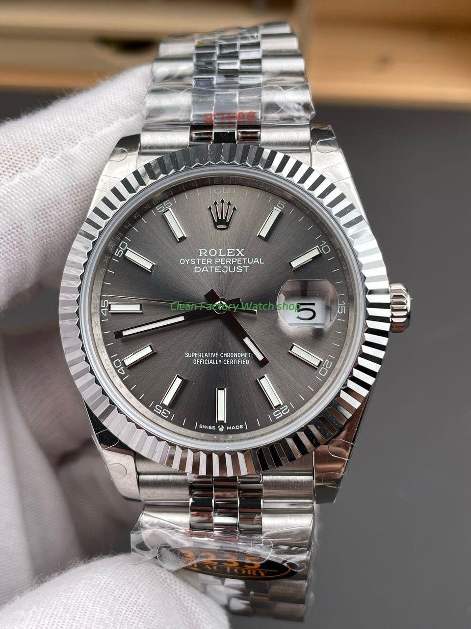 QF Factory Rolex Datejust 126334 0014 41mm White Gold 904L Grey Dial Jubilee 1 Clean Factory Watch