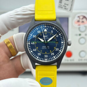 AOF Factory IWC Pilot 41mm Ceramic Rubber Strap Blue Dial 2 Clean Factory Watch