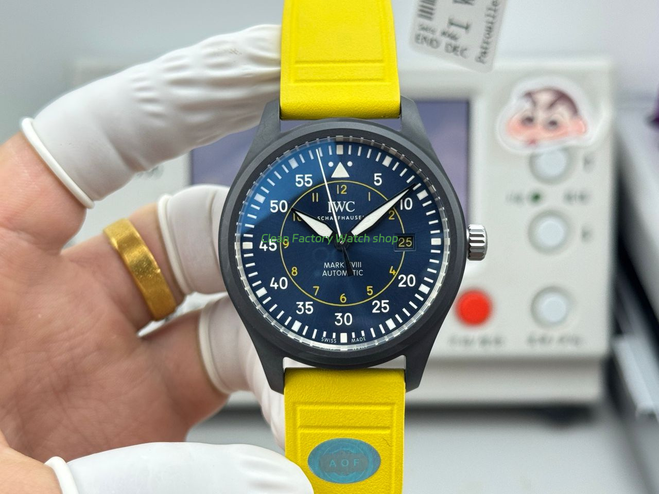 AOF Factory IWC Pilot 41mm Ceramic Rubber Strap Blue Dial 1 AOF Factory IWC Pilot 41mm Ceramic Rubber Strap Blue Dial 2 Clean Factory Watch