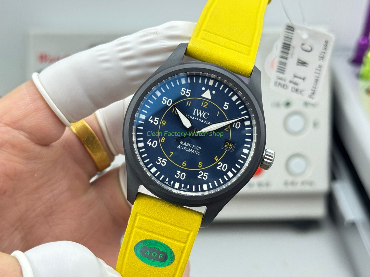 AOF Factory IWC Pilot 41mm Ceramic Rubber Strap Blue Dial (5) AOF Factory IWC Pilot 41mm Ceramic Rubber Strap Blue Dial (5)