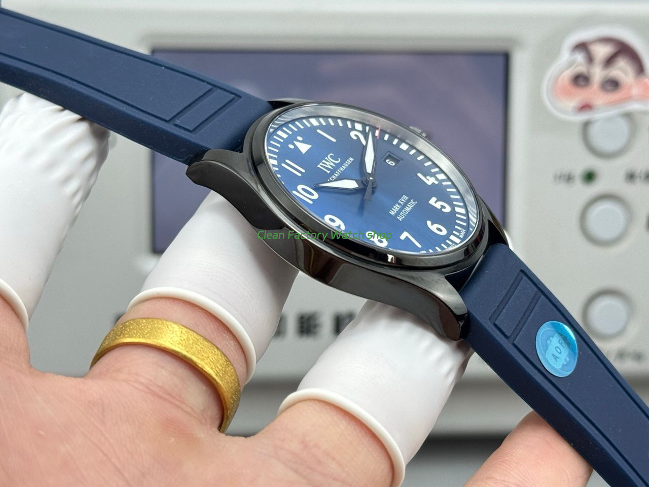AOF Factory IWC Pilot IW324703 41mm Ceramic Rubber Strap Blue Dial (2) AOF Factory IWC Pilot IW324703 41mm Ceramic Rubber Strap Blue Dial (2)