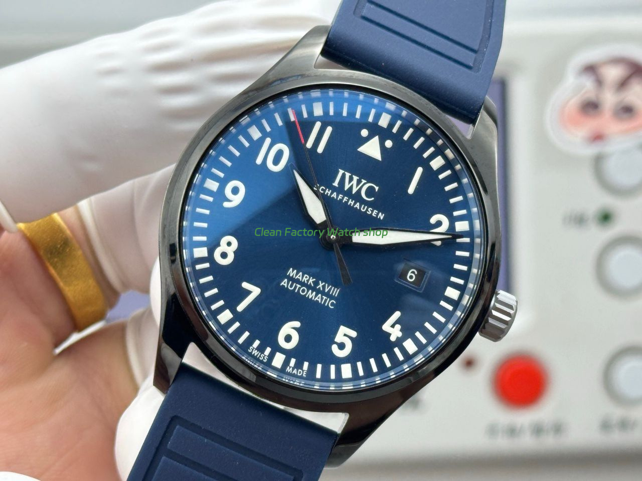 AOF Factory IWC Pilot IW324703 41mm Ceramic Rubber Strap Blue Dial (3) AOF Factory IWC Pilot IW324703 41mm Ceramic Rubber Strap Blue Dial (3)