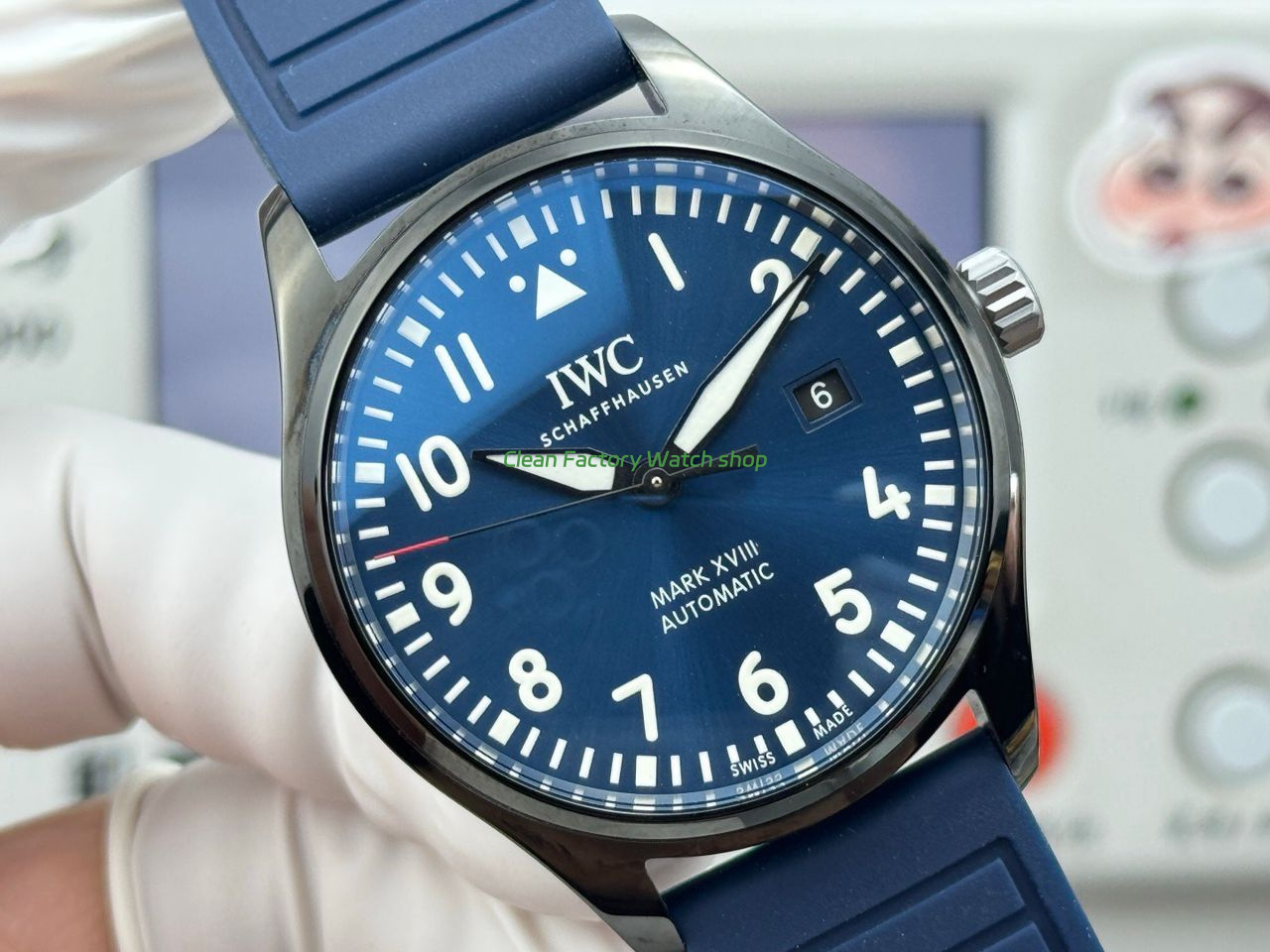 AOF Factory IWC Pilot IW324703 41mm Ceramic Rubber Strap Blue Dial (4) AOF Factory IWC Pilot IW324703 41mm Ceramic Rubber Strap Blue Dial (4)