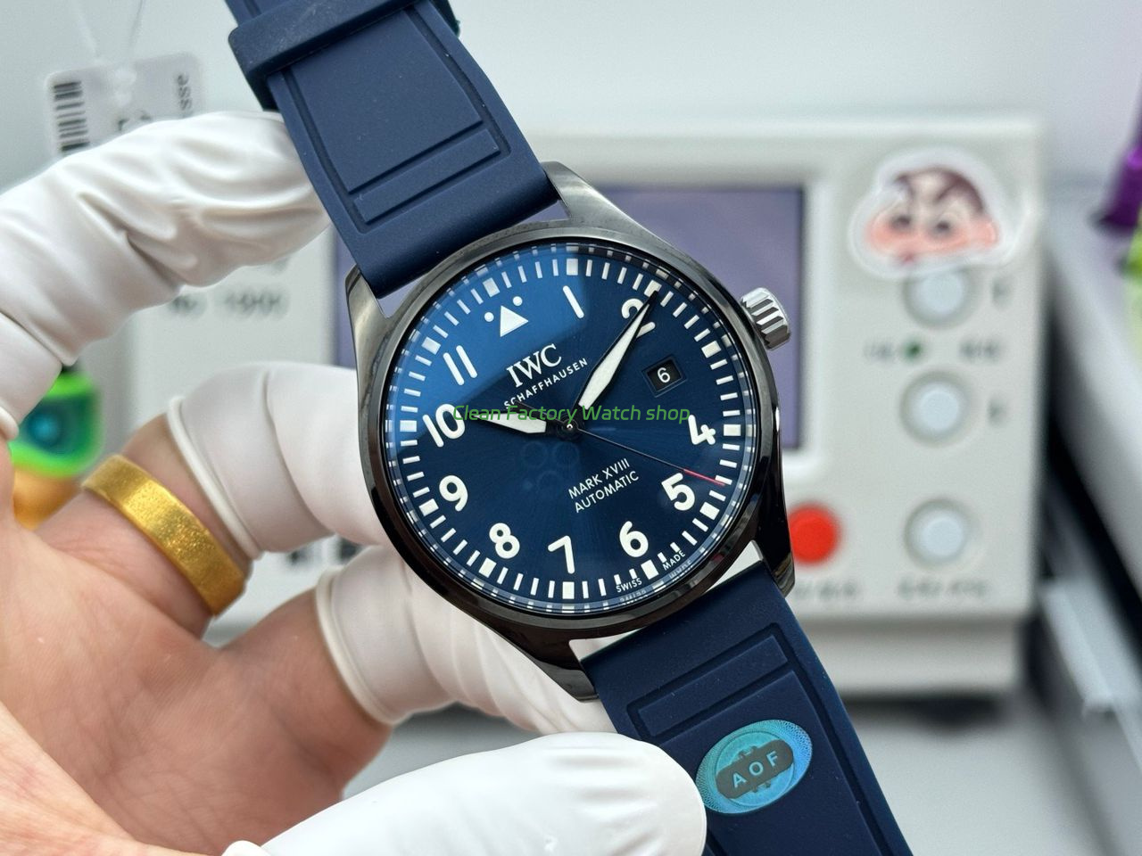 AOF Factory IWC Pilot IW324703 41mm Ceramic Rubber Strap Blue Dial (6) AOF Factory IWC Pilot IW324703 41mm Ceramic Rubber Strap Blue Dial (6)