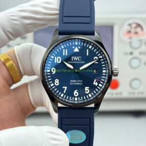 AOF Factory IWC Pilot IW324703 41mm Ceramic Rubber Strap Blue Dial 7 Clean Factory Watch