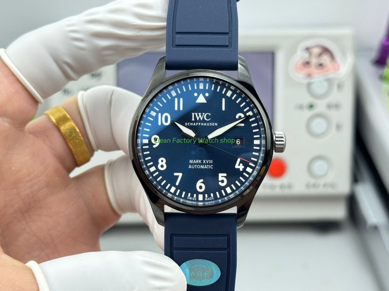 AOF Factory IWC Pilot IW324703 41mm Ceramic Rubber Strap Blue Dial 1 AOF Factory IWC Pilot IW324703 41mm Ceramic Rubber Strap Blue Dial 7 Clean Factory Watch