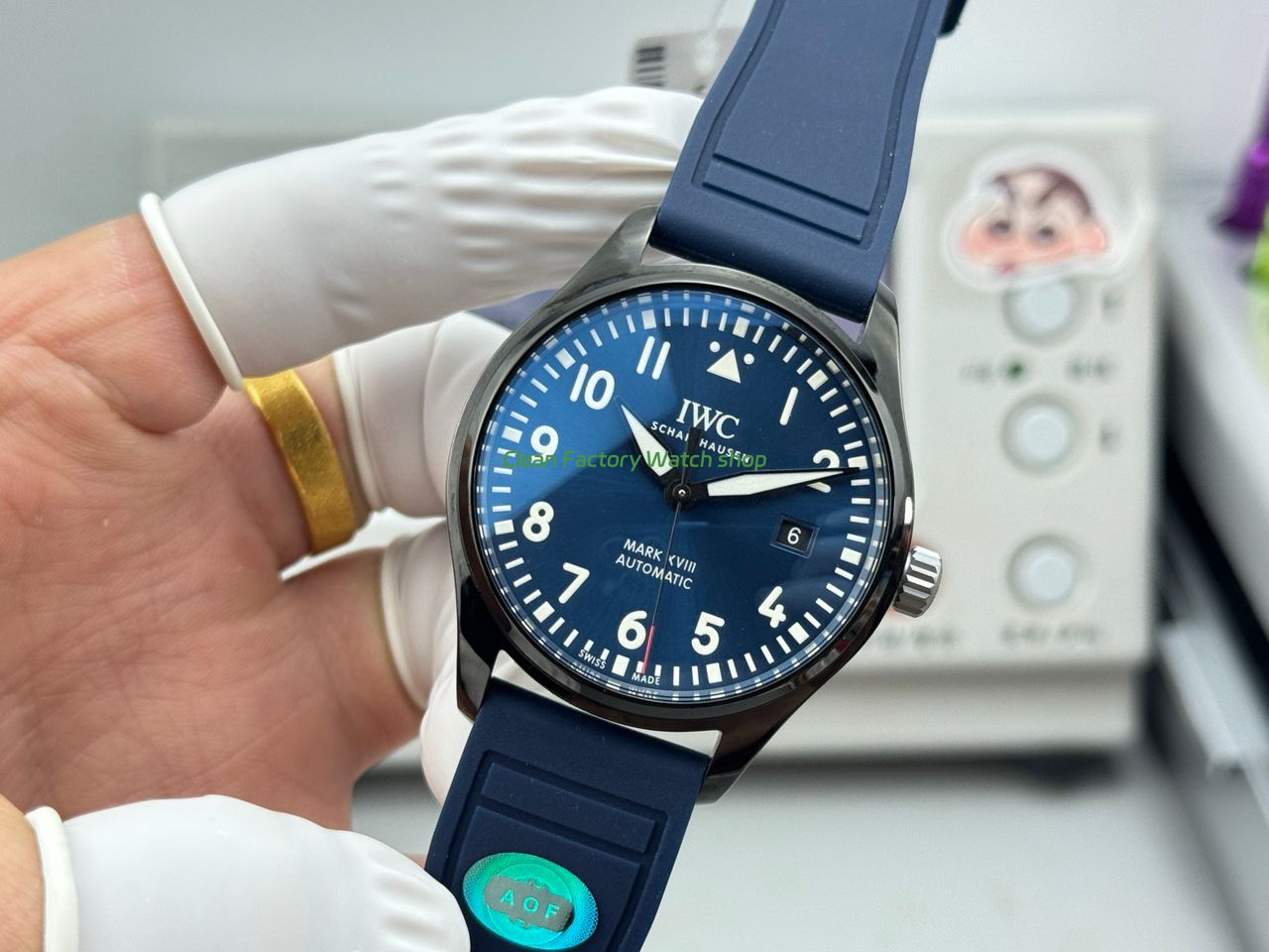 AOF Factory IWC Pilot IW324703 41mm Ceramic Rubber Strap Blue Dial (8) AOF Factory IWC Pilot IW324703 41mm Ceramic Rubber Strap Blue Dial (8)