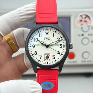 AOF Factory IWC Pilot IW326905 41mm Ceramic Red Rubber Strap White Dial 6 Clean Factory Watch