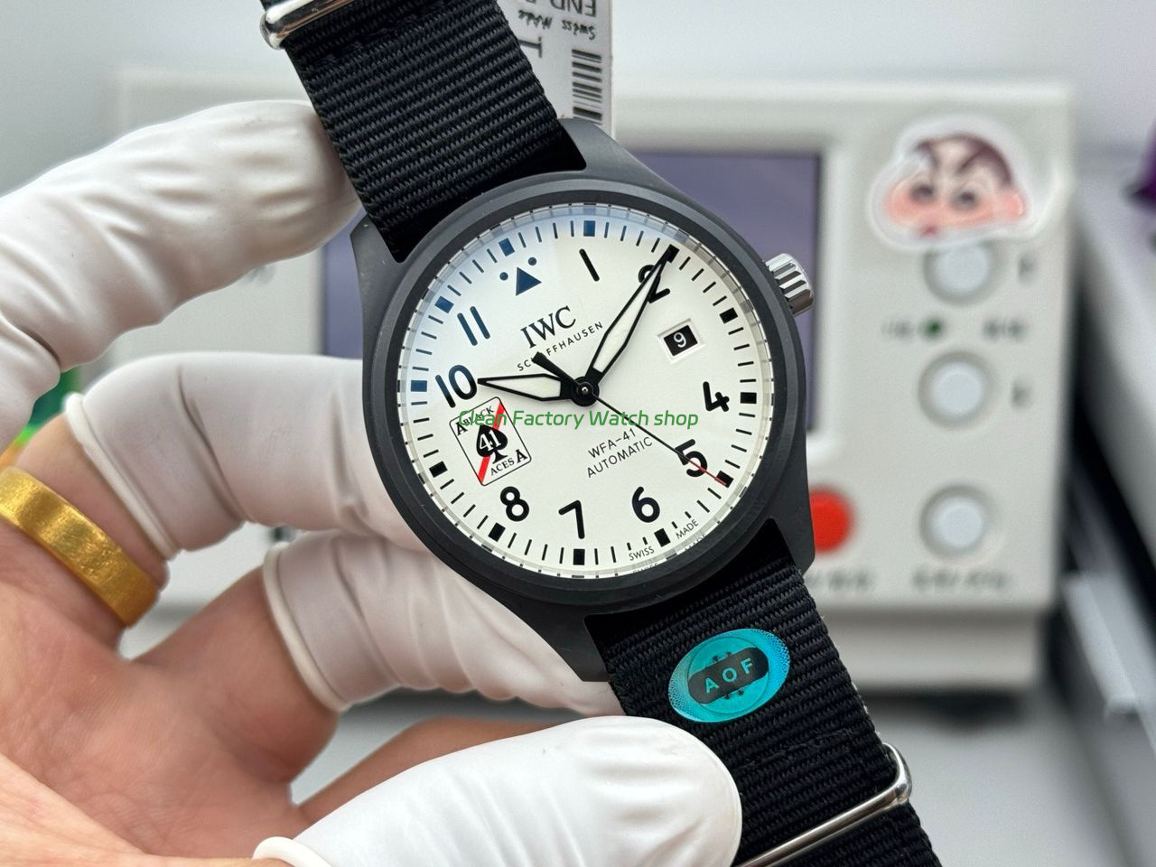 AOF Factory IWC Pilot IW326905 41mm Ceramic Textile Strap White Dial (1) AOF Factory IWC Pilot IW326905 41mm Ceramic Textile Strap White Dial (1)