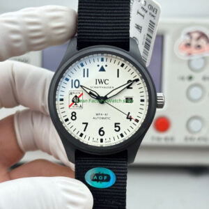 AOF Factory IWC Pilot IW326905 41mm Ceramic Textile Strap White Dial 3 Clean Factory Watch