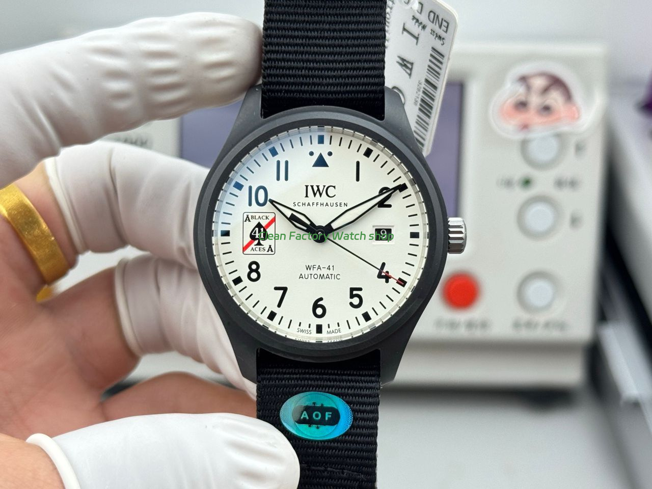 AOF Factory IWC Pilot IW326905 41mm Ceramic Textile Strap White Dial 1 AOF Factory IWC Pilot IW326905 41mm Ceramic Textile Strap White Dial 3 Clean Factory Watch