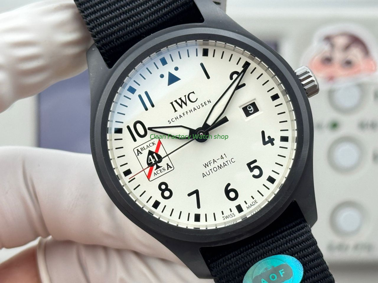 AOF Factory IWC Pilot IW326905 41mm Ceramic Textile Strap White Dial (9) AOF Factory IWC Pilot IW326905 41mm Ceramic Textile Strap White Dial (9)